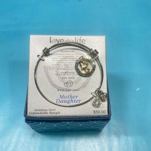 Love this Life Mother Daughter Stainless Steel Charm Bangle
